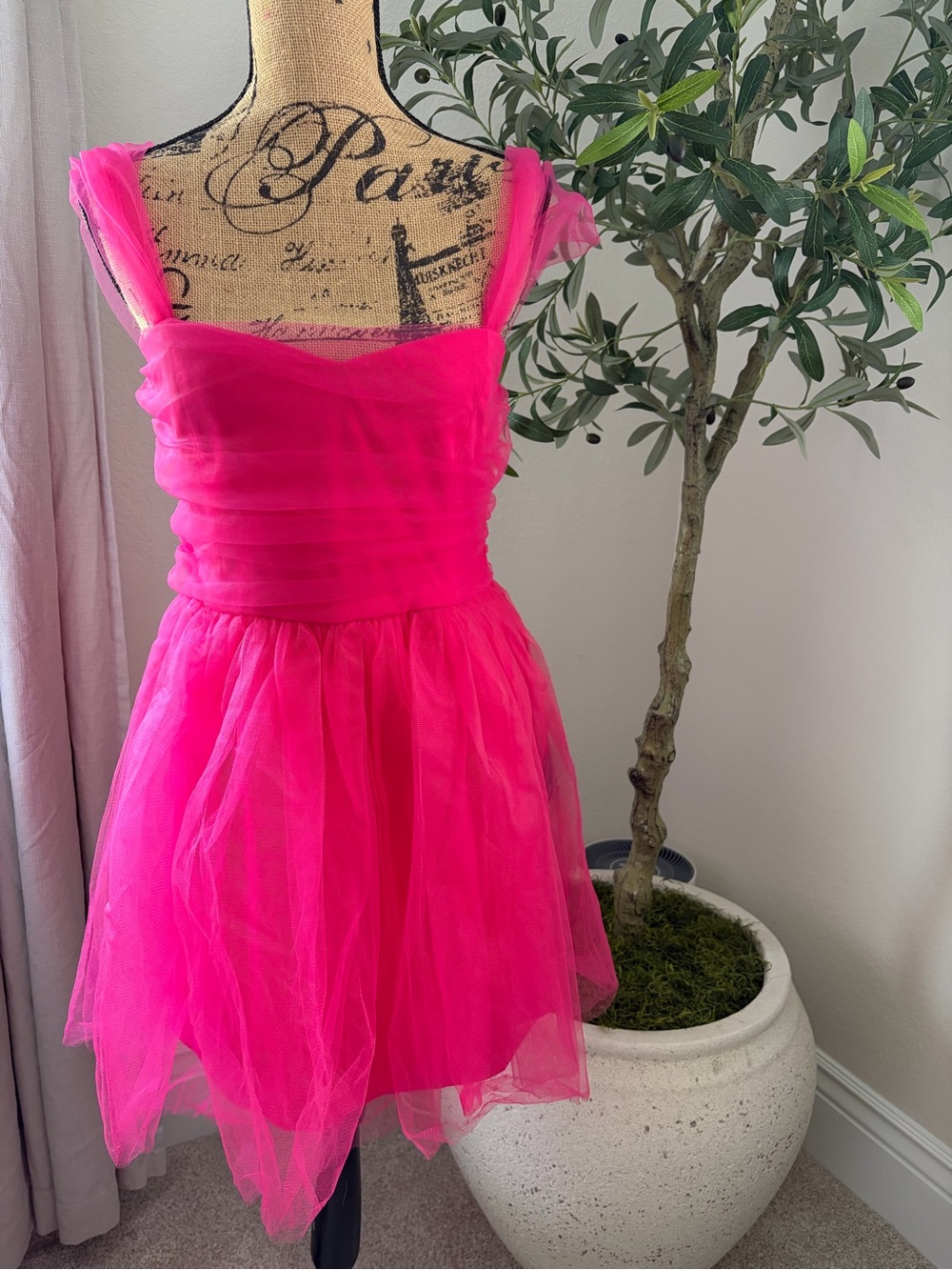 Hot Pink Lulus Off-the-Shoulder Tulle Dress